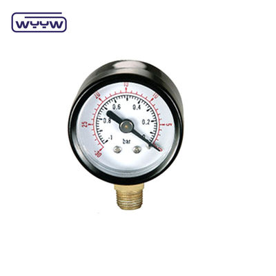 -0.1-0mpa 40mm ضغط المضخة مقياس الاتصال النحاس أسفل الحديد الأسود القضية
