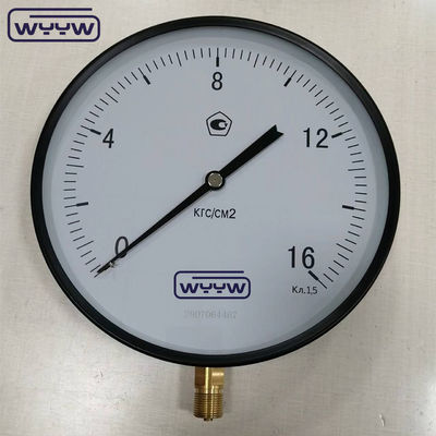 250MM أنبوب بوردون ثقيل الدقة العالية مقياس الضغط الحركة 16Kgf / سم 2