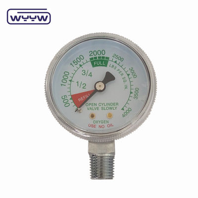 سعر المصنع 0-4000psi المكروم للاستخدام الطبي بدون دخول قاع النفط مقياس ضغط أسطوانة الأكسجين المكروم 50mm