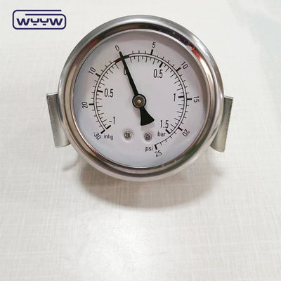 مقياس ضغط هيدروليكي صناعي من الفولاذ المقاوم للصدأ مليء بالسائل مع مقياس ضغط 1500psi