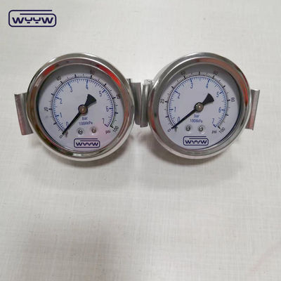 ss304 الهيدروليك جاك 1/4 &quot;بسب 2.5&quot; محوري سائل ملئ مقياس ضغط المقبض