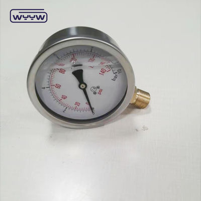 عدادات الضغط الهيدروليكية السائلة المملوءة بالجليسرين 100 مم أسفل 3/8 &quot;BSP 1/2&quot;G EN837-1