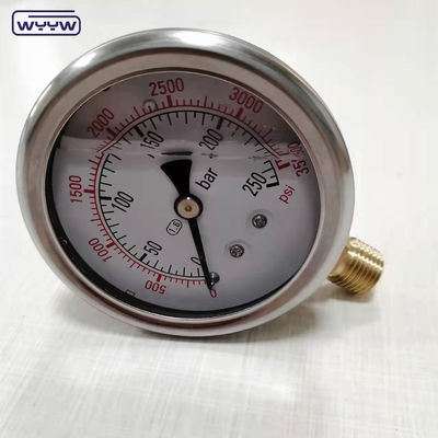 عدادات الضغط الهيدروليكية السائلة المملوءة بالجليسرين 100 مم أسفل 3/8 &quot;BSP 1/2&quot;G EN837-1