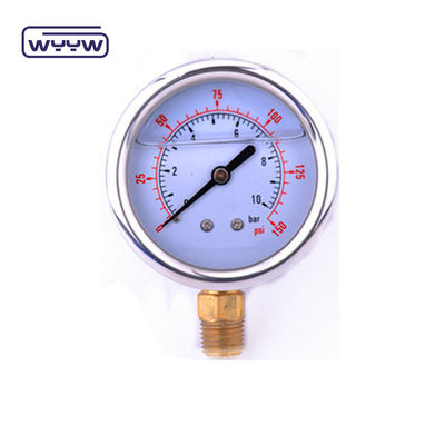 EN837-1 غليسرين 63mm 1psi 0- 600 Psi Npt 1/4 مقياس ضغط مليء بالزيت