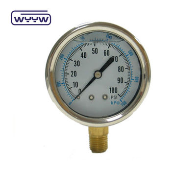 EN837-1 غليسرين 63mm 1psi 0- 600 Psi Npt 1/4 مقياس ضغط مليء بالزيت