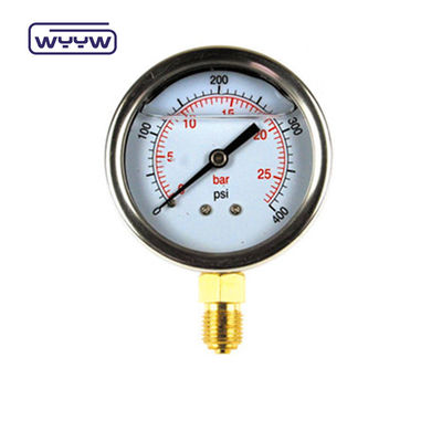 EN837-1 غليسرين 63mm 1psi 0- 600 Psi Npt 1/4 مقياس ضغط مليء بالزيت