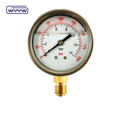 EN837-1 غليسرين 63mm 1psi 0- 600 Psi Npt 1/4 مقياس ضغط مليء بالزيت