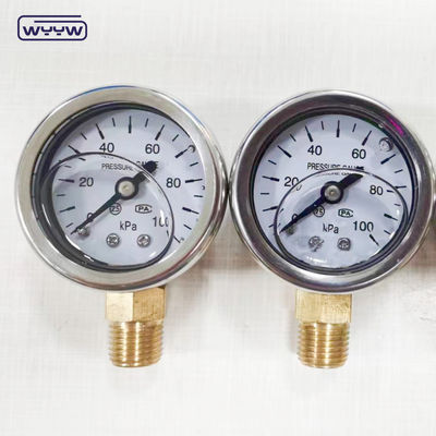 40mm عدادات ss304 نوع مؤشر الحالة بورودون أنبوب عمودي 0-10bar /psi مقياس ضغط مليء بالزيت 1-1/2