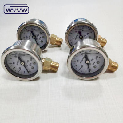 40mm عدادات ss304 نوع مؤشر الحالة بورودون أنبوب عمودي 0-10bar /psi مقياس ضغط مليء بالزيت 1-1/2