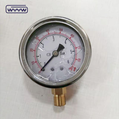 ربط نحاس عالي الجودة 1/4 &quot;BSP بار مزدوج المقياس Psi EN837-1 دقة 1.6 مقياس ضغط مملوء بالسائل