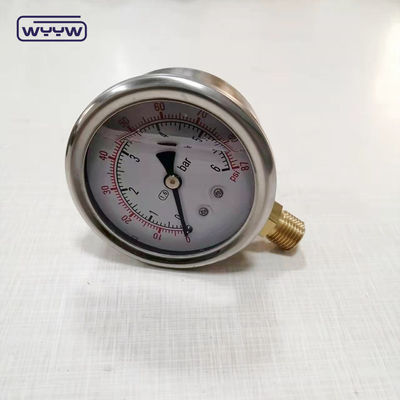 ربط نحاس عالي الجودة 1/4 &quot;BSP بار مزدوج المقياس Psi EN837-1 دقة 1.6 مقياس ضغط مملوء بالسائل