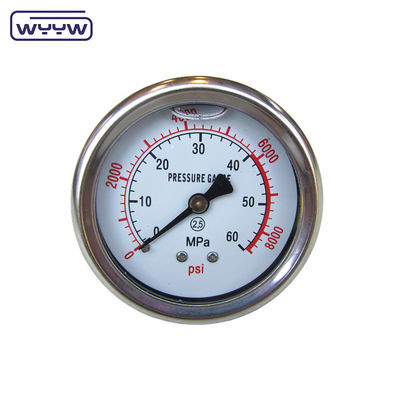 63mm EN837-1 المياه الهيدروليكية 0-10bar / psi دخول المحوري للزيت غليسرين ملئ مقياس الضغط 2.5 &quot;المانومتر