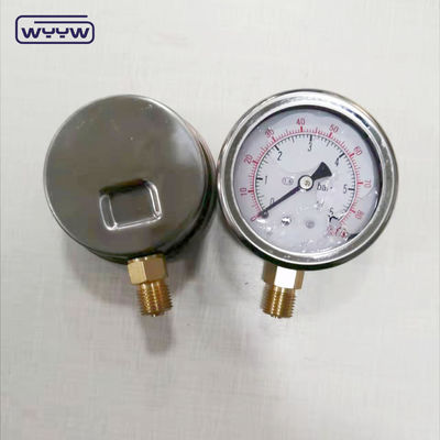 الفولاذ المقاوم للصدأ 63mm الاتصال الشعاعي زيت الجليسرين ملئ 600بار مقياس الضغط الهيدروليكي