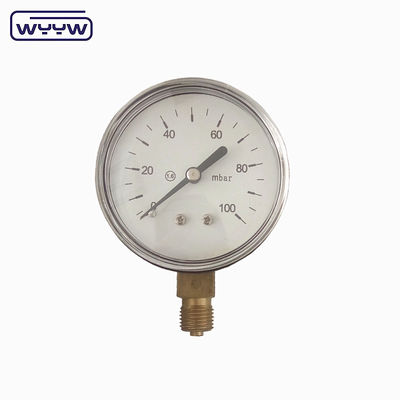 فولاذ أسود 1/4&quot;npt BSP خيط نحاس دقة شعاعية 1.6 ضغط منخفض مقياس ضغط الهواء 60mbar
