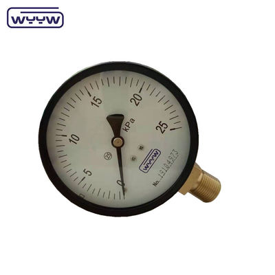 KPa مقياس الضغط المنخفض WYYW 4 بوصة 100mm الحديد الأسود القضية السفلية مدخل النفخات mbar cmh2o المانومتر