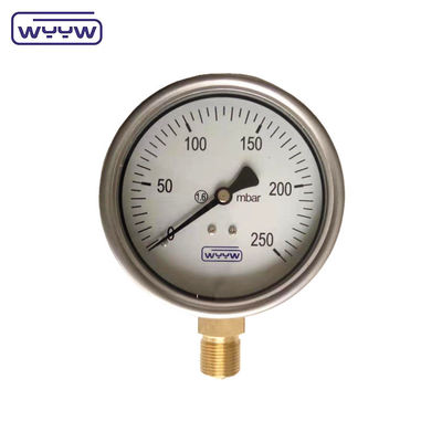مقياس ضغط في الصين مقياس ضغط في الكبسولة 100 مليمتر mbar ss حالة اتصال النحاس 1/2&quot;bsp cmh2o مقياس ضغط منخفض