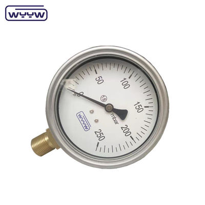 مقياس ضغط في الصين مقياس ضغط في الكبسولة 100 مليمتر mbar ss حالة اتصال النحاس 1/2&quot;bsp cmh2o مقياس ضغط منخفض