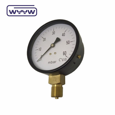 مقياس ضغط منخفض SS 63mm InH2O مقياس ضغط WC Mbar مقياس ضغط Bellows