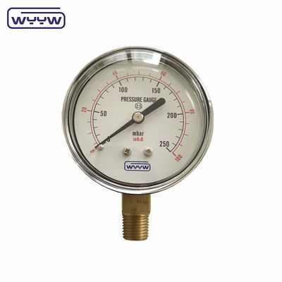 مقياس ضغط الكبسولة 90mbar الصلب الأسود المنخفض 60mm المانومتر النوع Bellow