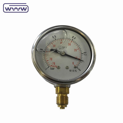 SS304 حالة مقياس مركب مقياس ضغط اتجاه شعاعي -1-1bar -15-15psi 100mm ملء النفط