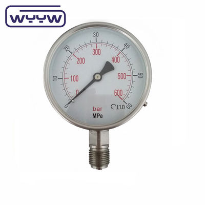 مقياس ضغط من الفولاذ المقاوم للصدأ 0-100بار 100mm SS304