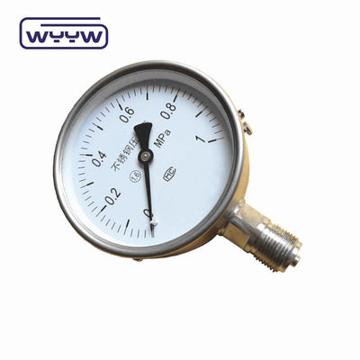 Y-100H لا تستخدم أي زيت الأكسجين 100mm أعلى دقة أسفل M20X1.5 G1/2&quot; جاف كل مقياس الضغط الفولاذ المقاوم للصدأ