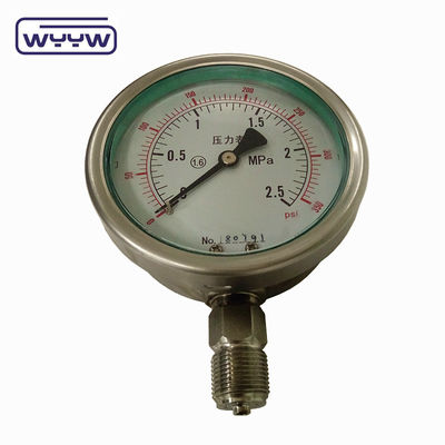 خنجر Kgf / Cm2 Psi 4 &quot;مقياس الضغط المملوء بالسائل الاتصال السفلي