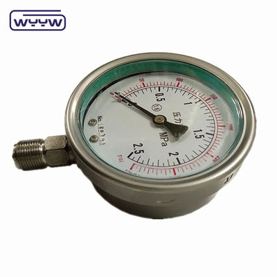 100mm 4 بوصة kgf/cm2 psi مقياس مزدوج جميع الصلب المقاوم للصدأ المقياس ضغط الزيت المصنع في الصين