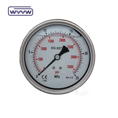 مقياس ضغط محوري عالي الجودة MPa / bar / kg اتصال خلفي 60mm كامل 304ss مقياس ضغط من الفولاذ المقاوم للصدأ