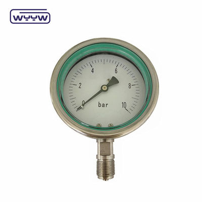 ss304 خيط خاص ضغط عالي 1000 بار زيت مليء 4 &quot;مقياس ضغط المرافق