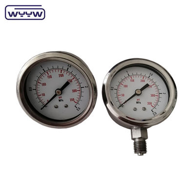 مقياس ضغط مليء بالزيت SS304 60mm مع غلاف من الفولاذ المقاوم للصدأ