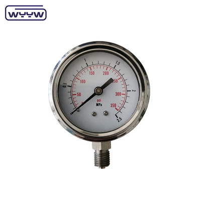 2.5&quot; SS304 ملئ بالزيت مقياس الضغط العالي Psi 2.5% 1.6% دقة