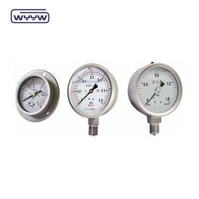 مقياس ضغط ملئ بالزيت من الفولاذ المقاوم للصدأ بمقدار 4 بوصات بدقة 2.5%/1.6% و 1/4'PT/NPT/G/M Thread