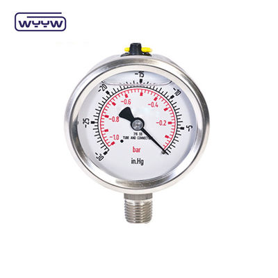 مقياس ضغط أنبوب بوردون منومتر أنبوب بوردون 60mm SS304 الصناعي السائل المملوء