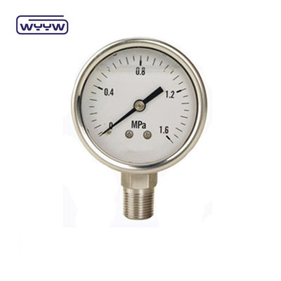 مقياس ضغط أنبوب بوردون منومتر أنبوب بوردون 60mm SS304 الصناعي السائل المملوء