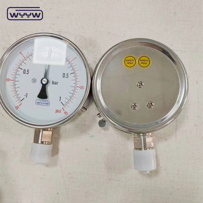 مركب فراغ الجاف ss304 اتصال أسفل G1/2&quot; 4 بوصة مقياس ضغط جيد السعر -1+1bar