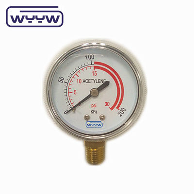 مقياس اختبار الضغط في رابط NPT للأكسجين الصناعي CO2 الأمونيا
