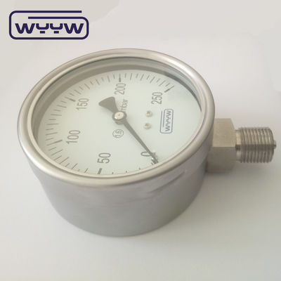 مقياس ضغط الكبسولة من الألومنيوم الأسود المؤشر 100mm 1/2 أحجام الاتصال للتطبيقات الثقيلة
