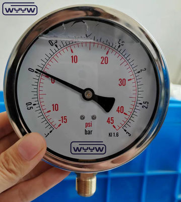 مقياس ضغط مركب مليء بالزيت دعم مخصص OEM حالة الفولاذ المقاوم للصدأ