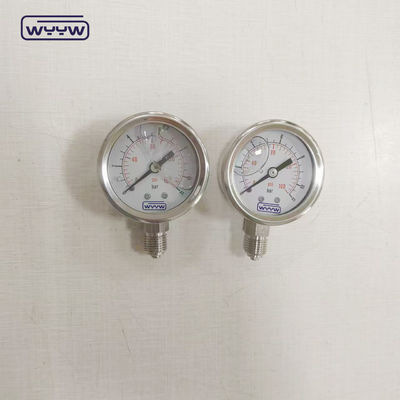 أنبوب بورتون من الفولاذ المقاوم للصدأ المقياس السائل 1/4 &quot; 1/2''BSP / PT / NPT / G / M خيط ± 1.6% من النطاق الكامل