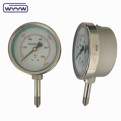 مقياس الضغط الصناعي المملوء بالسائل 63mm 100mm 150mm الخيارات