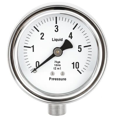 مقياس ضغط هيدروليكي مملوء بسائل 4 بوصة 100 مم مع نطاق 0-2.5 ميجا باسكال/0-25 كجم/سم² وتصميم مقاوم للصدمات