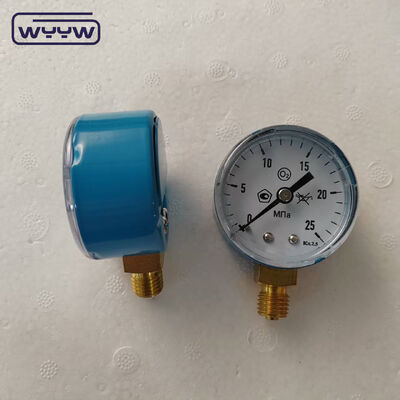 2 "اللوحة الزرقاء حالة الاقتصاد مقياس الضغط مع 25MPa نطاق، مثالية لتطبيقات الأكسجين والغاز الطبيعي