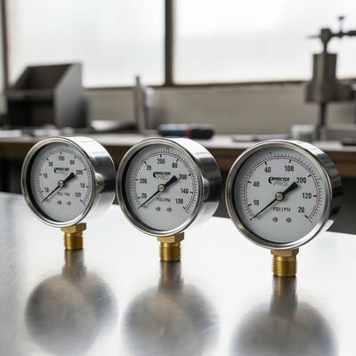 مقياس ضغط مملوء بالسائل من الفولاذ المقاوم للصدأ عالي الجودة بمقياس مزدوج ودقة 1.6%