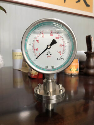 مقياس ضغط من الفولاذ المقاوم للصدأ مع حماية مانع تسرب الغشاء للتطبيقات الكيميائية والصحية