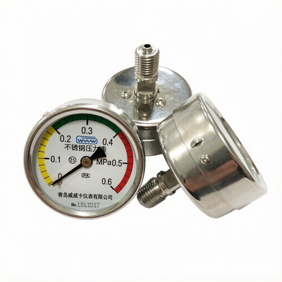BSP Thread Standard High Pressure Gauge تصميم القاعدة السفلية يحتوي على عنصر ضغط أنبوب بوردون للأداء